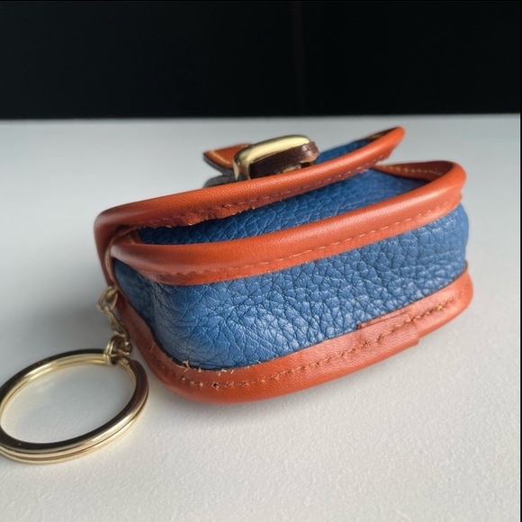 Dooney and Bourke French Blue Leather Mini Equestrian Key Caddy Fob keychain - Picture 11 of 13
